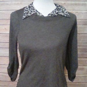 A. Byer small 3/4 sleeve shirt (Heather gray / leopard)